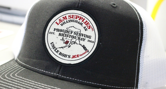 Custom  Patch with merrowed edge on black mesh hat